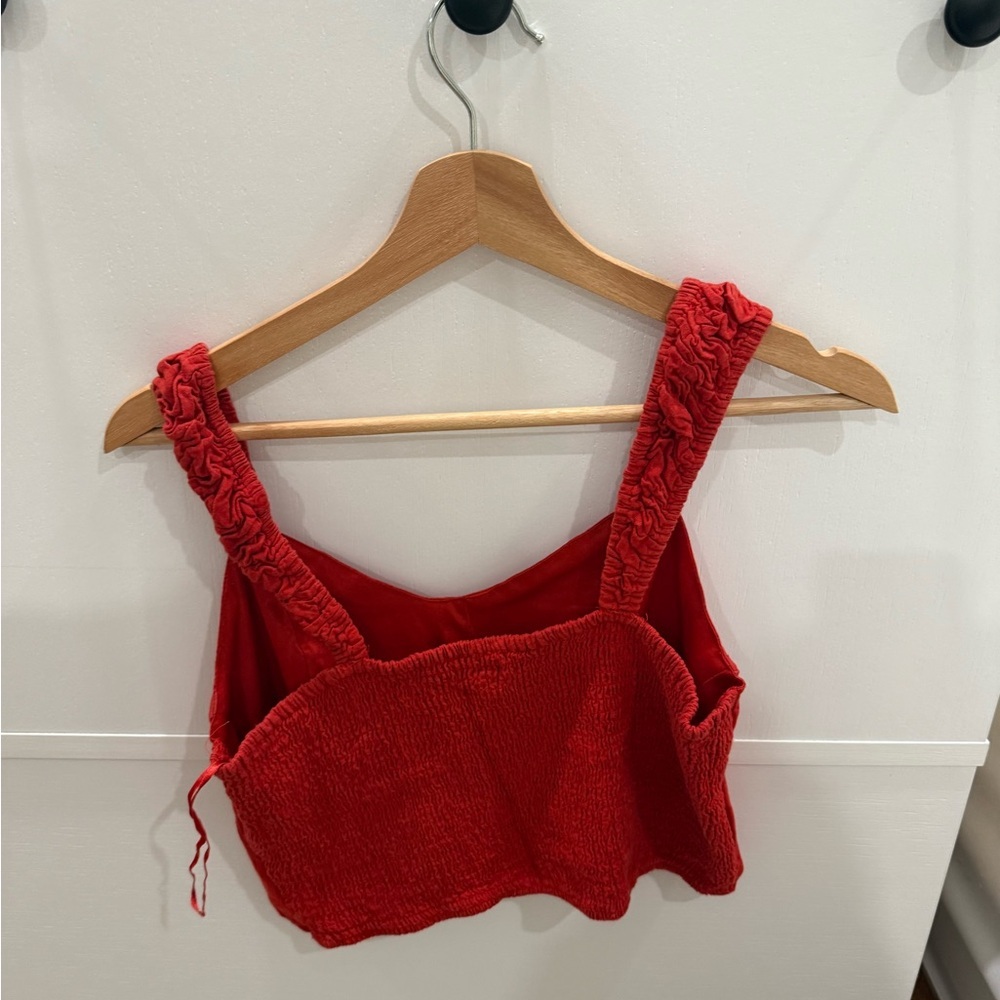 Vibrant Red Women's Crop Top - Picture 2 of 3